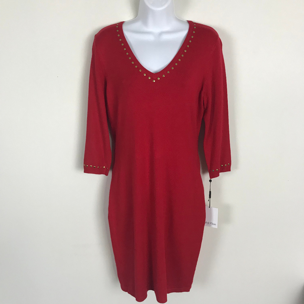 NWT Calvin Klein Red Sweater Dress